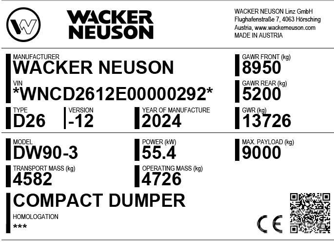 Wacker Neuson DW90-3 건설현장 덤프트럭