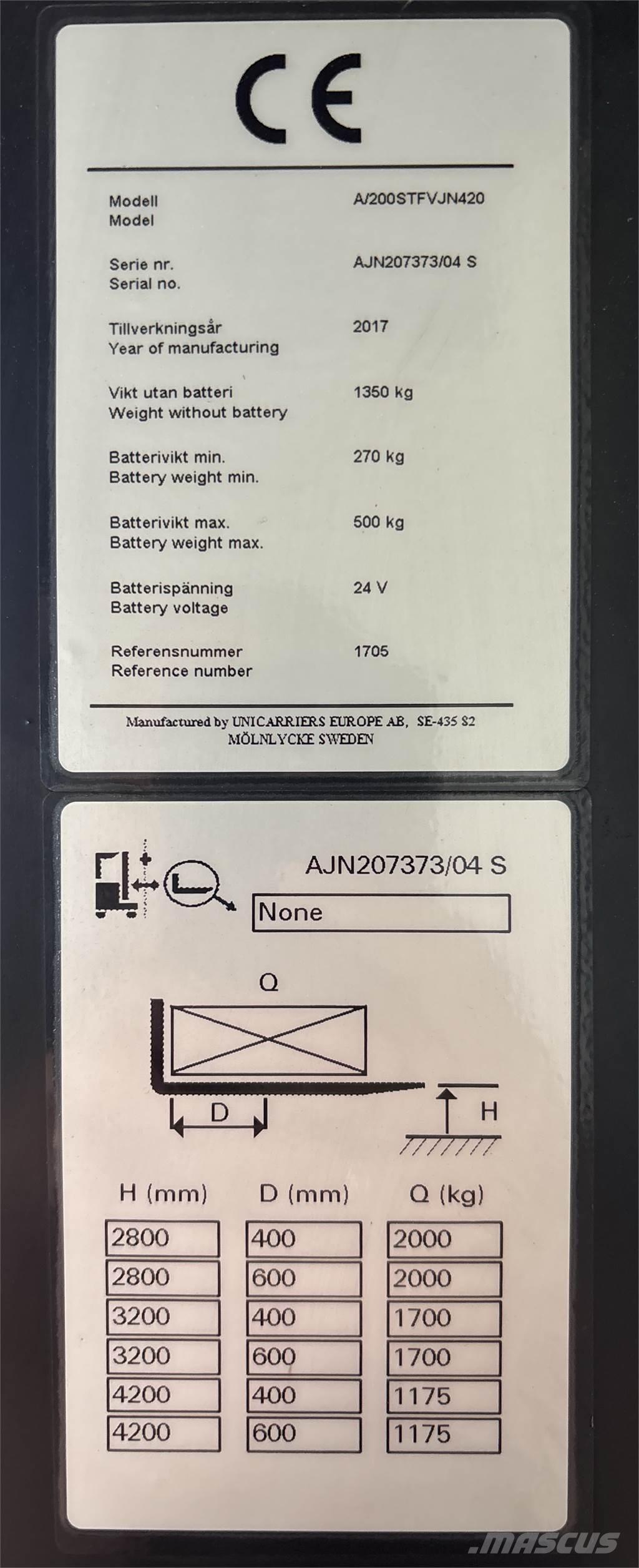 Atlet A200 보행식 리치 지게차