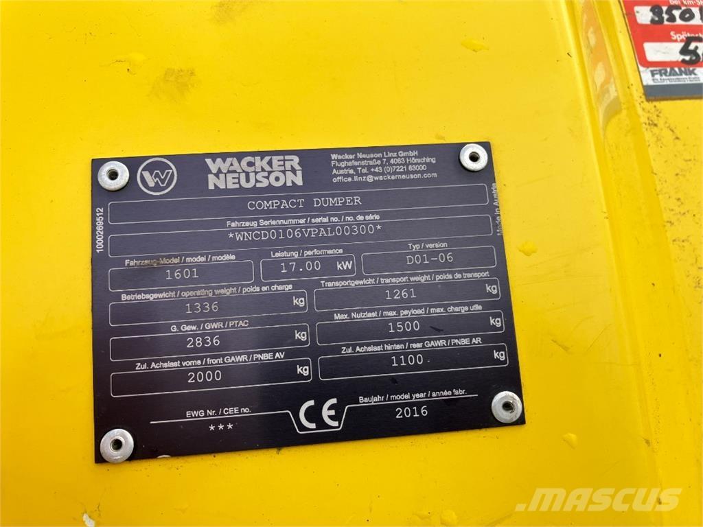 Wacker Neuson 1601 건설현장 덤프트럭
