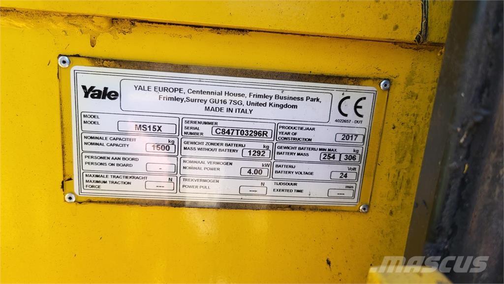 Yale MS15X 2017 보행식 리치 지게차