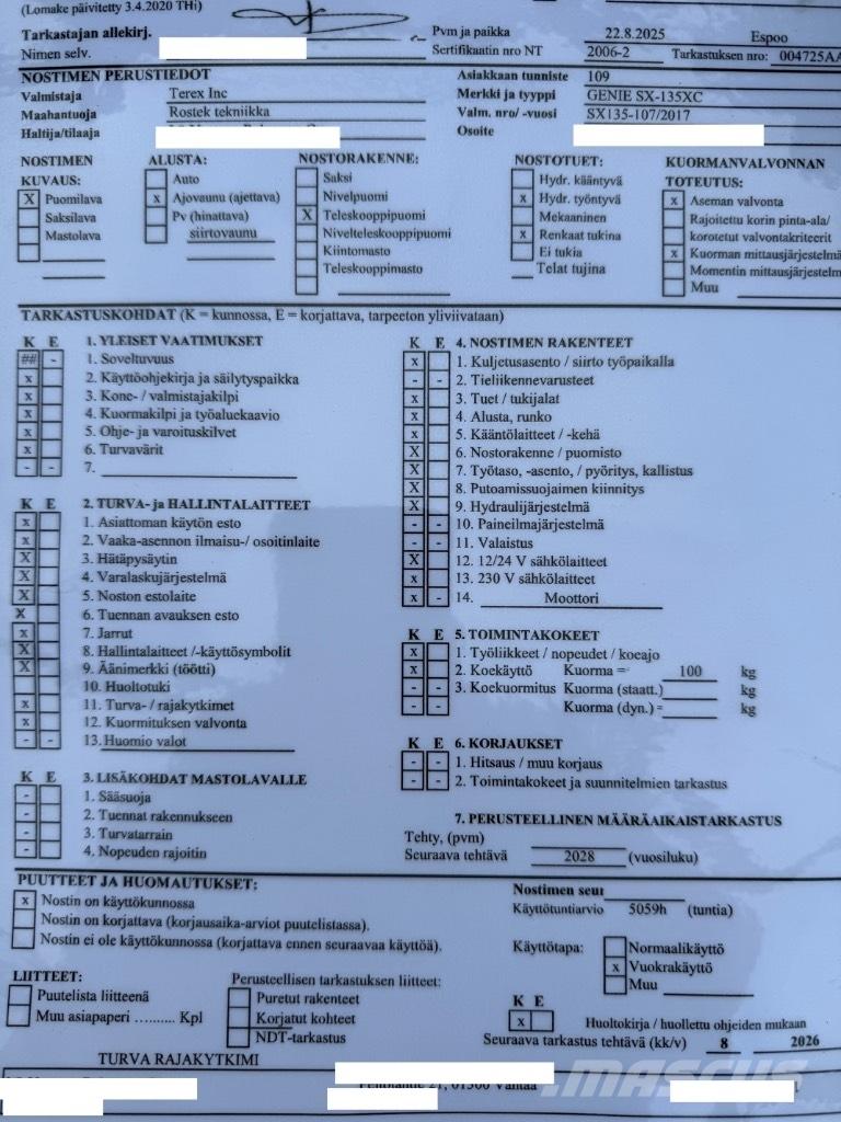 Genie SX 135 XC 관절형 전동이동 리프트