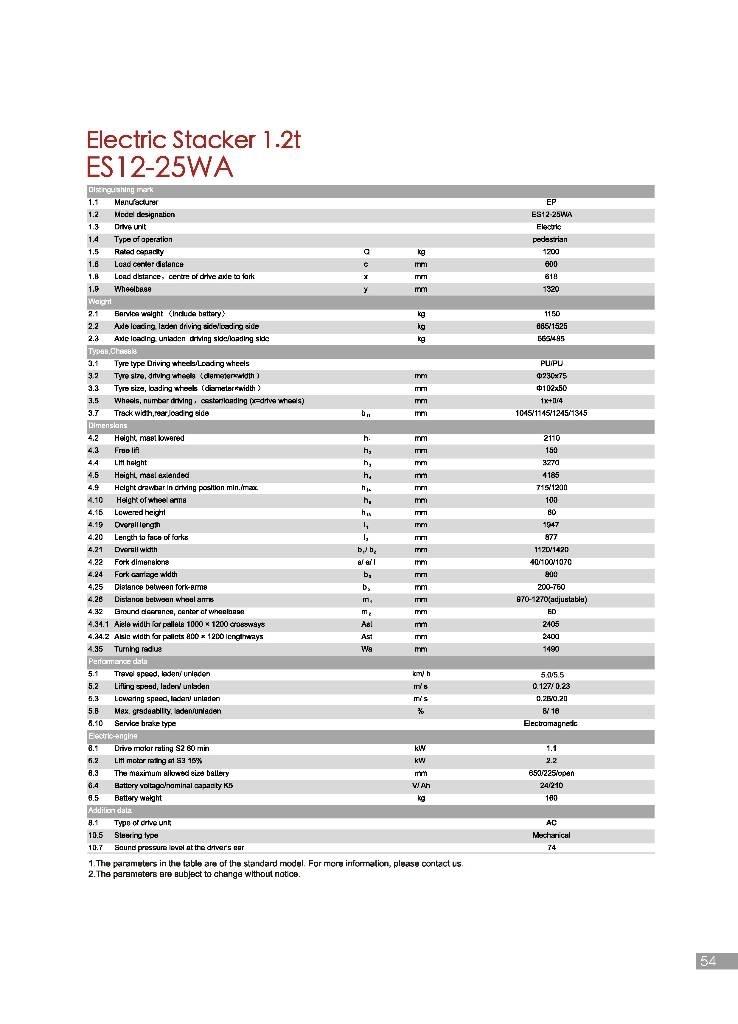 EP ES12-25WA 포크리프트