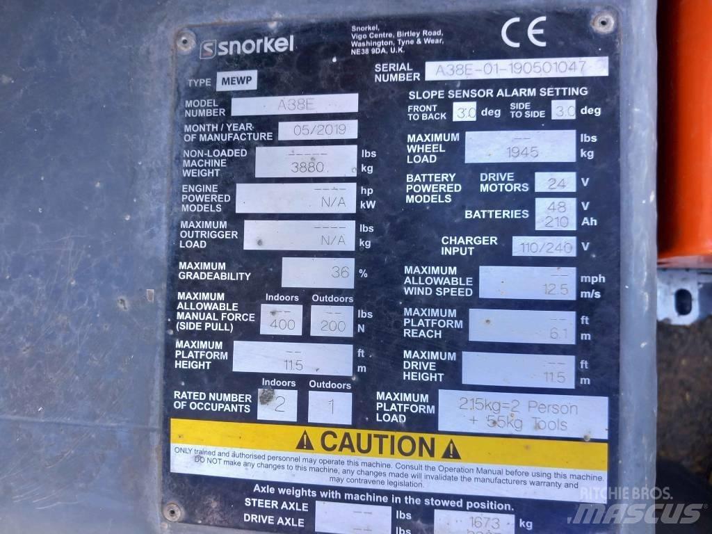 Snorkel A 38 E 관절형 전동이동 리프트