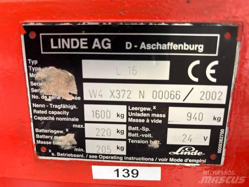 Linde L16 포크리프트