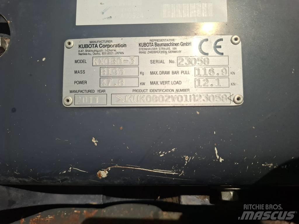 Kubota KX 080-3 중형굴삭기 7톤-28톤