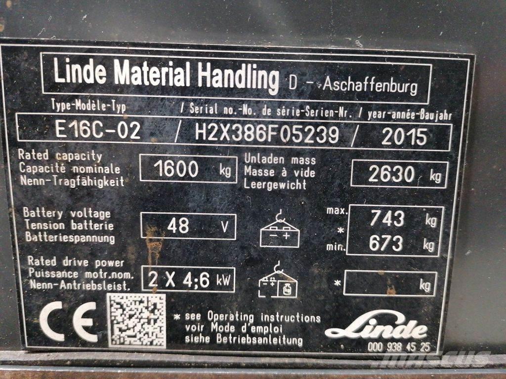 Linde E16C-02 전동 지게차