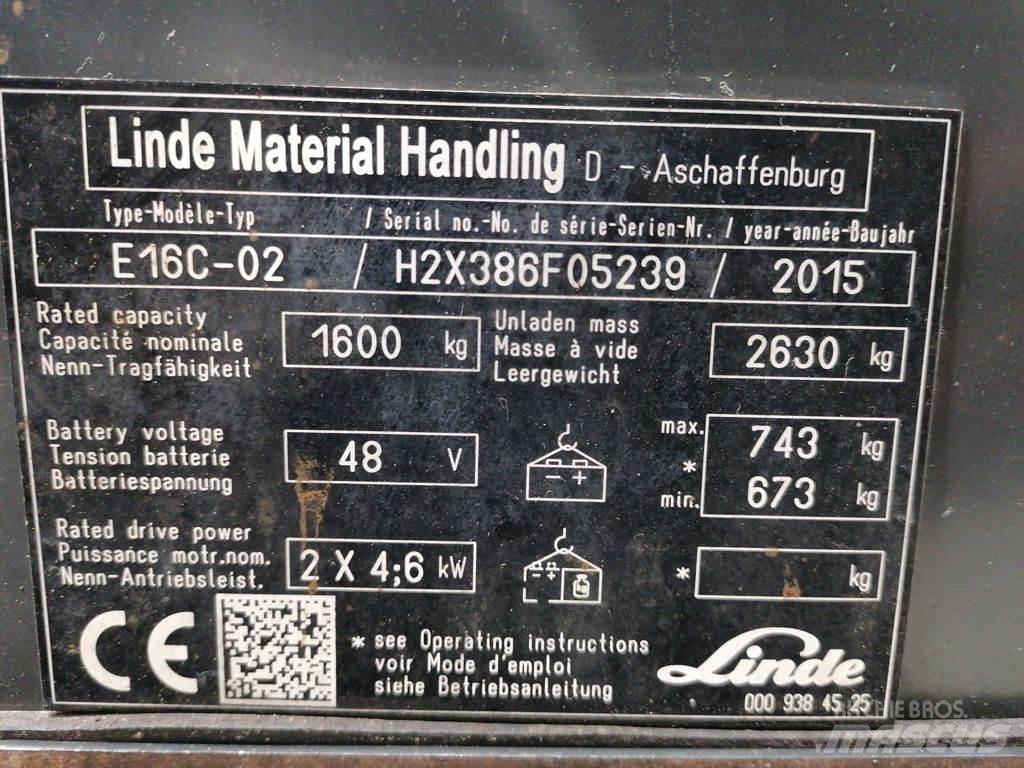 Linde E16C-02 전동 지게차