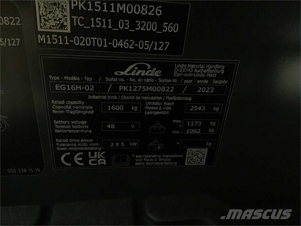 Linde EG16H 전동 지게차