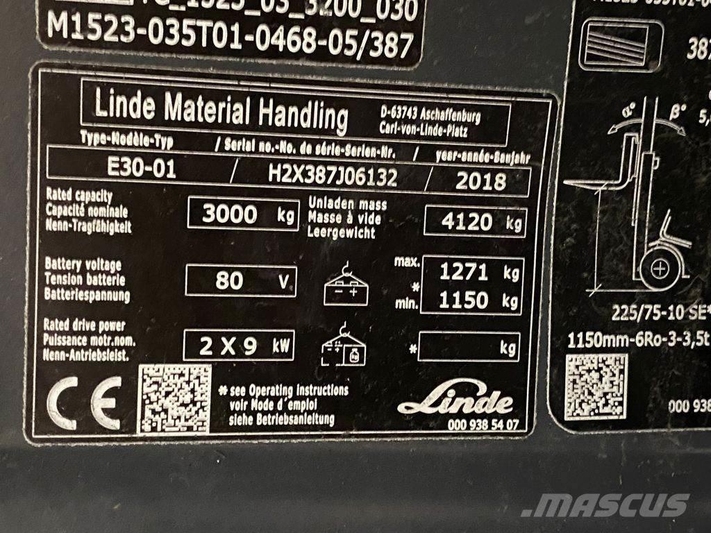 Linde E30-01 전동 지게차