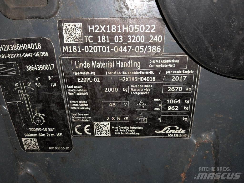 Linde E20PL-02 전동 지게차