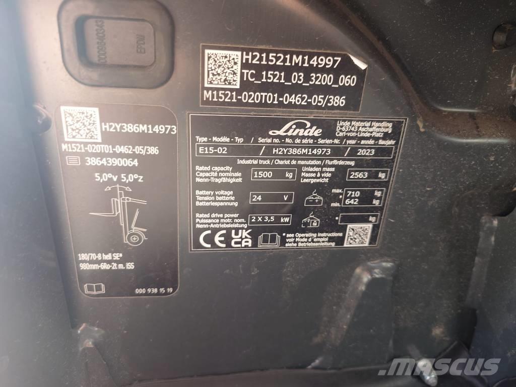 Linde E15/386-02 전동 지게차
