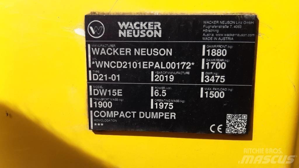 Wacker Neuson DW15e 건설현장 덤프트럭