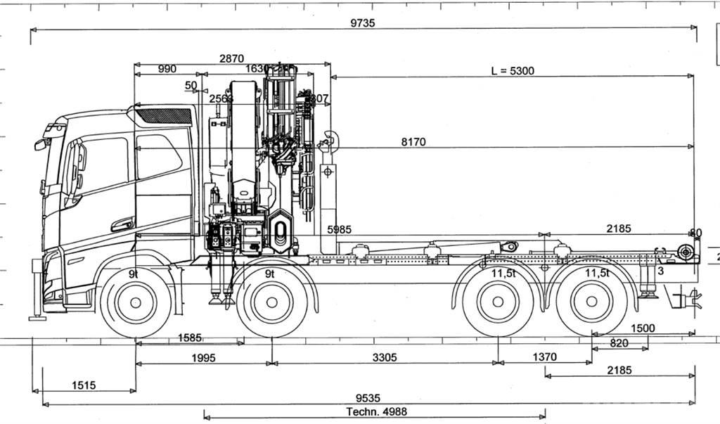 Volvo FH 540 8X4 크레인 트럭