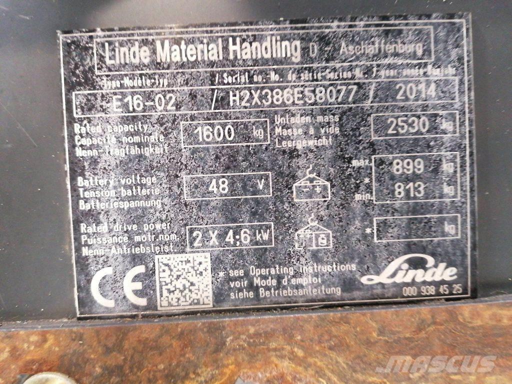 Linde E16-02 전동 지게차