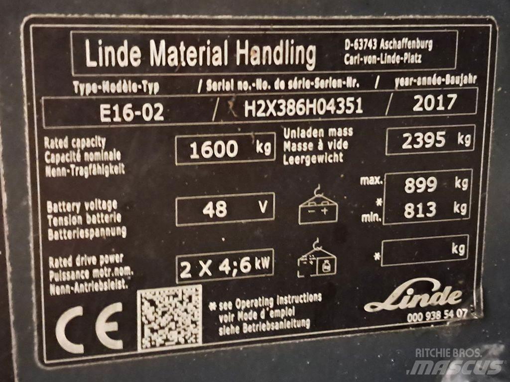 Linde E16-02 전동 지게차
