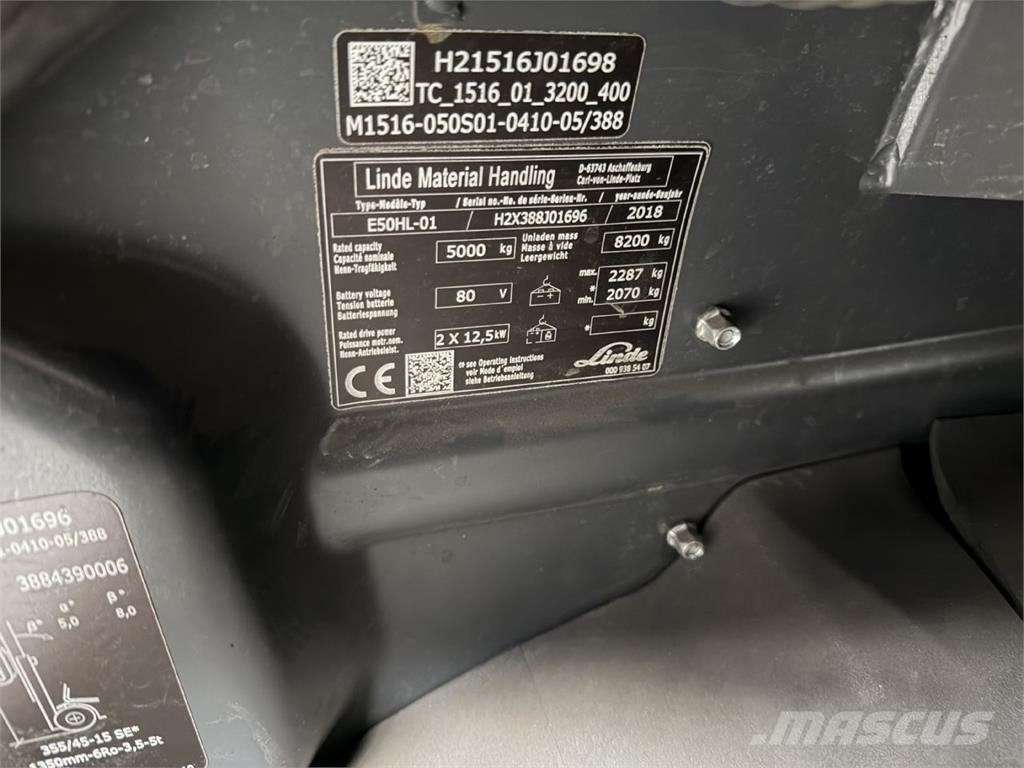 Linde E50HL-01 전동 지게차