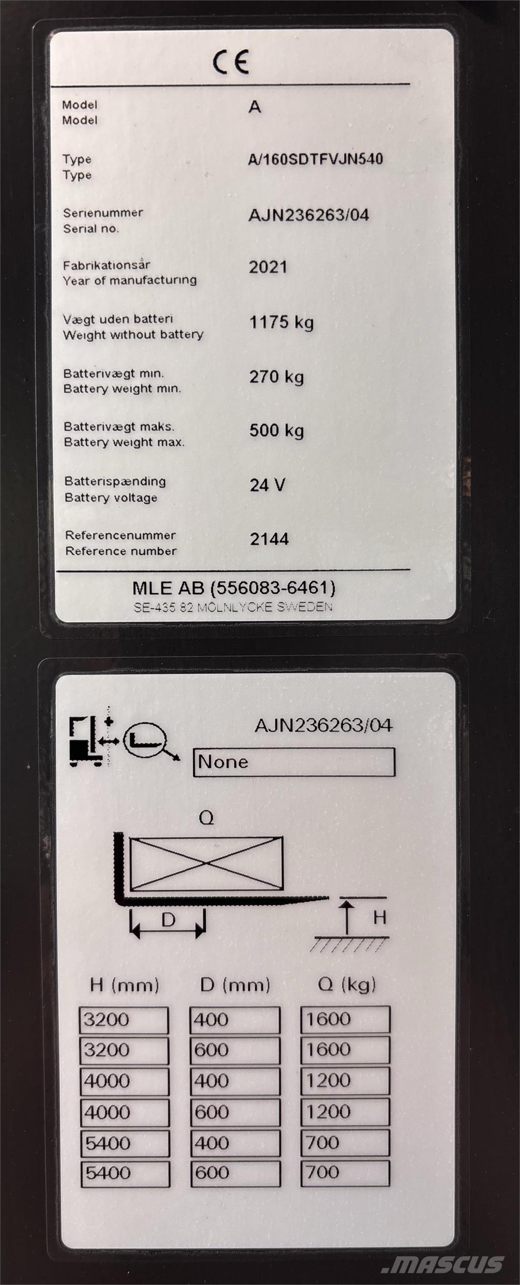 Atlet AJN160 보행식 리치 지게차