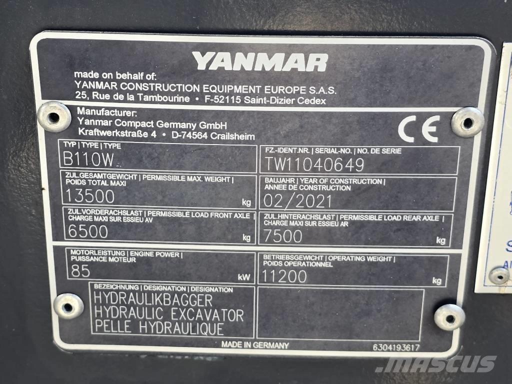 Yanmar B 110 W  휠 굴삭기