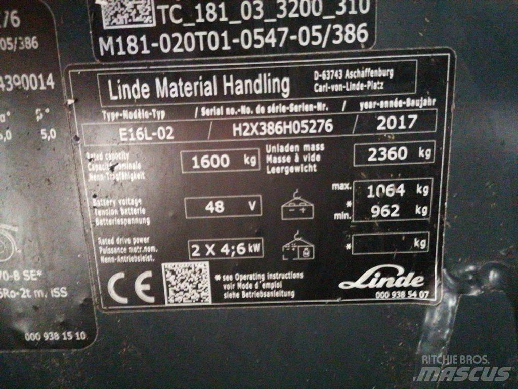 Linde E16L-02 전동 지게차