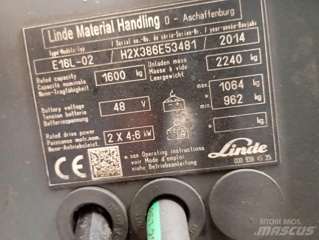 Linde E 16 전동 지게차