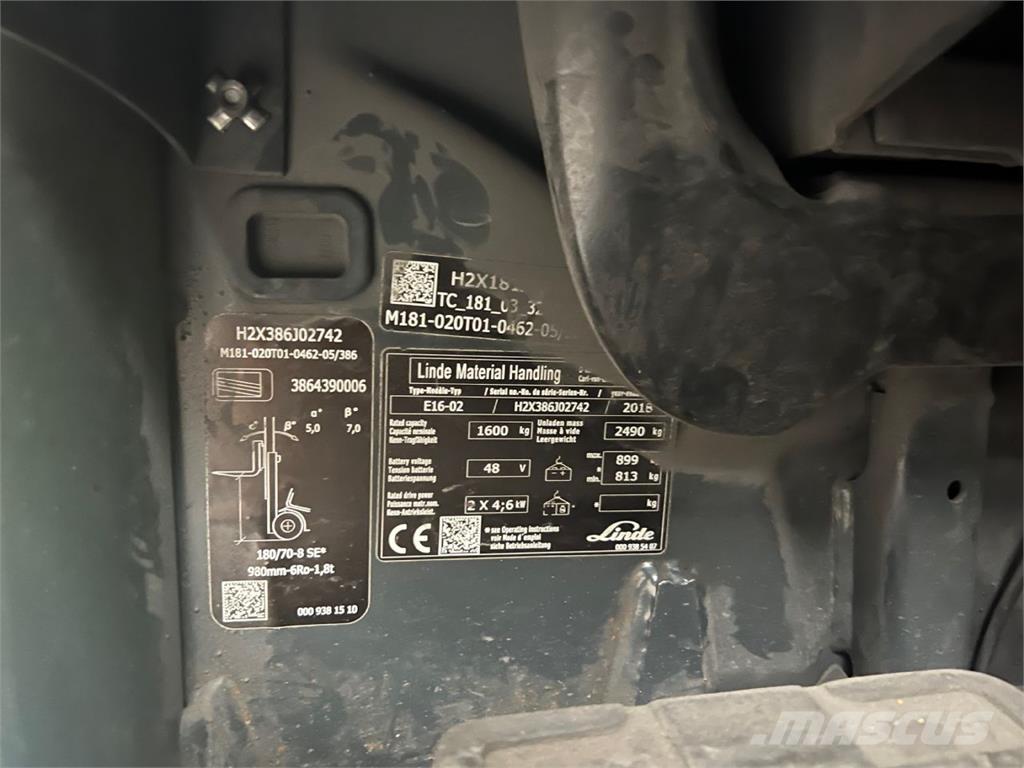 Linde E16-02 전동 지게차