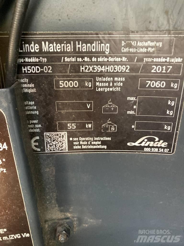 Linde H50D/394 디젤 지게차