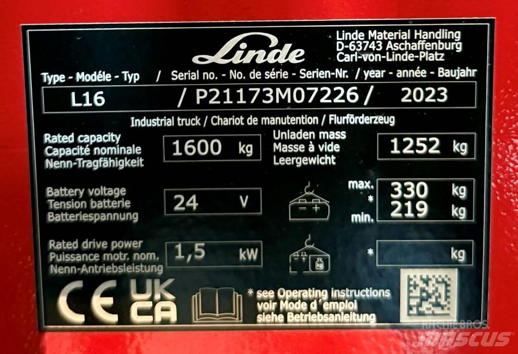 Linde L16/1173-01 포크리프트