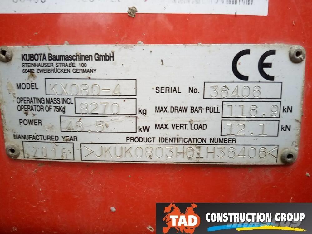 Kubota KX 080-4 중형굴삭기 7톤-28톤