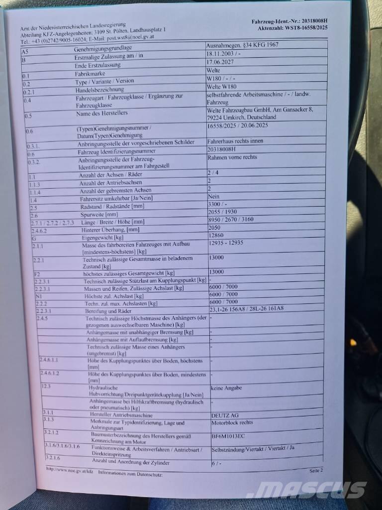 Welte W 180 목재스키더