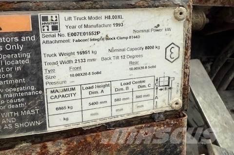 Hyster H 8.00 XL 5 디젤 지게차