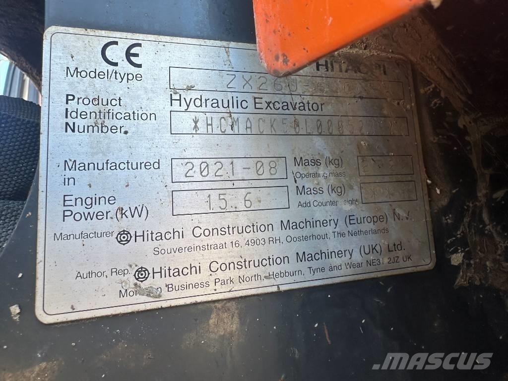 Hitachi ZX 26 U-6 소형 굴삭기 7톤 미만
