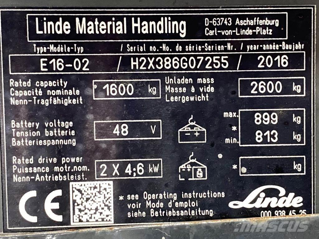 Linde E16-02 전동 지게차