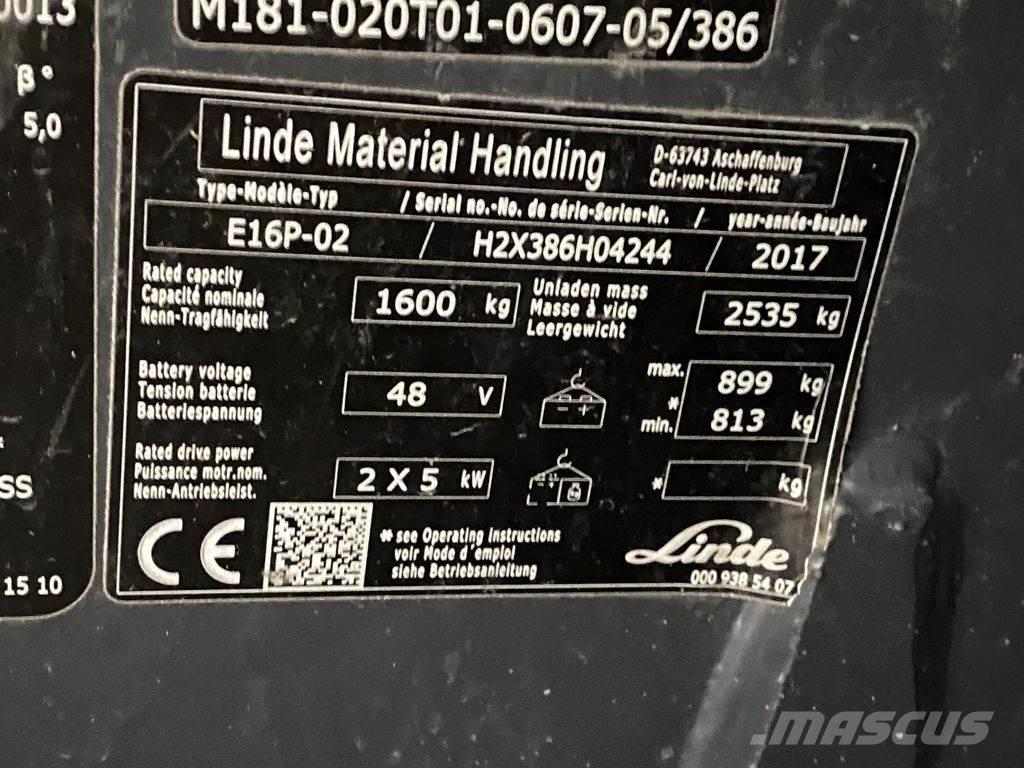 Linde E16P-02 전동 지게차