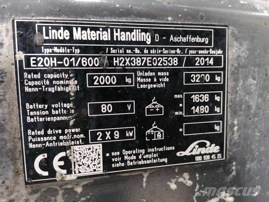 Linde E20H-01/600 전동 지게차