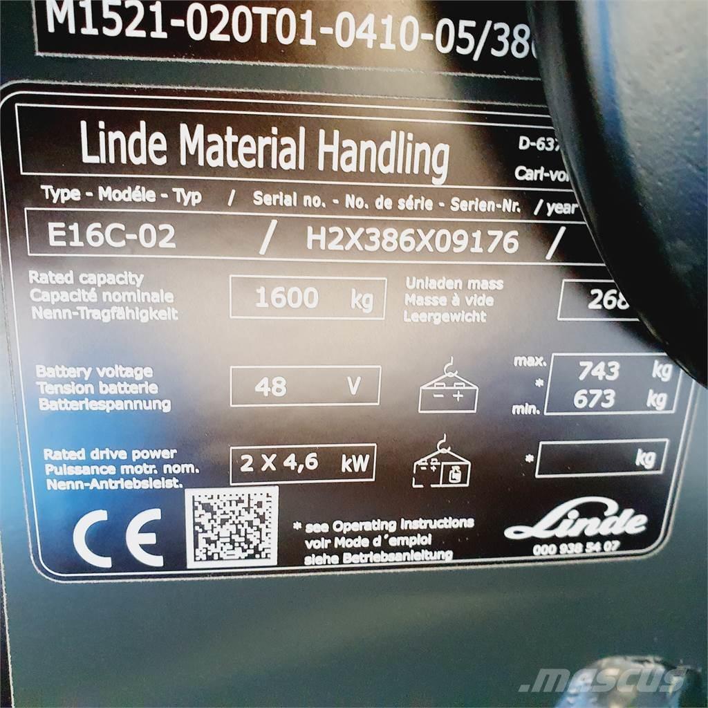 Linde E16C 전동 지게차