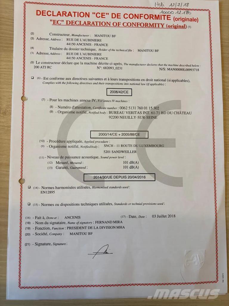 Manitou 200 ATJ 관절형 전동이동 리프트