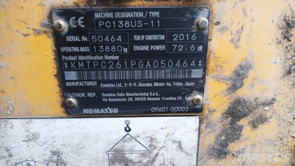 Komatsu PC 138 US 대형 굴삭기 29톤 이상