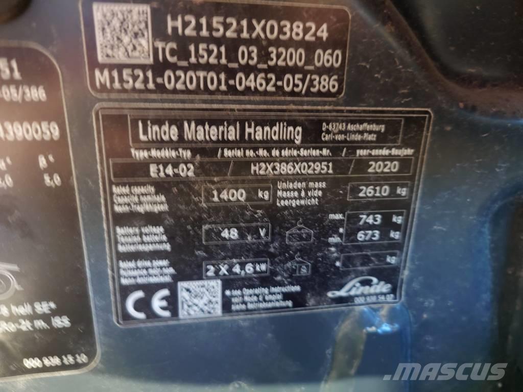 Linde E14/386 전동 지게차