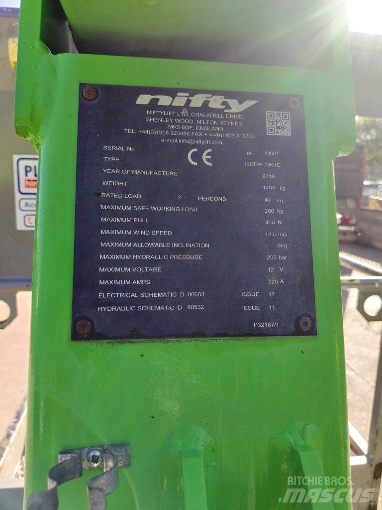 Niftylift 120TPE 트레일러 탑재 고소작업대