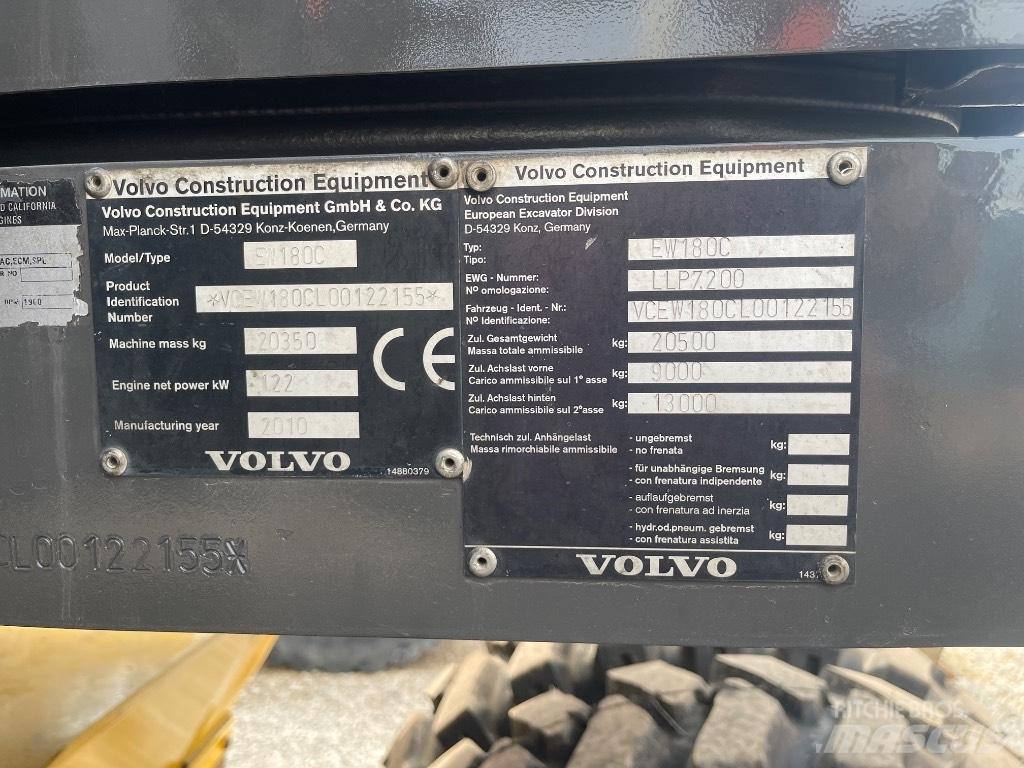 Volvo EW 180 C  휠 굴삭기