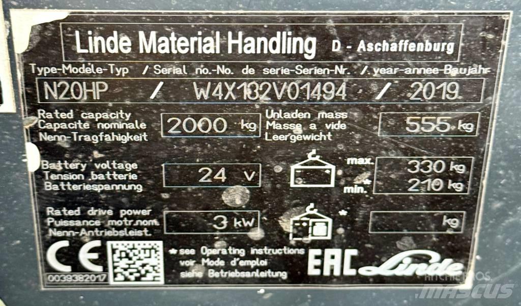 Linde N20HP/132 경량 반출 리프터