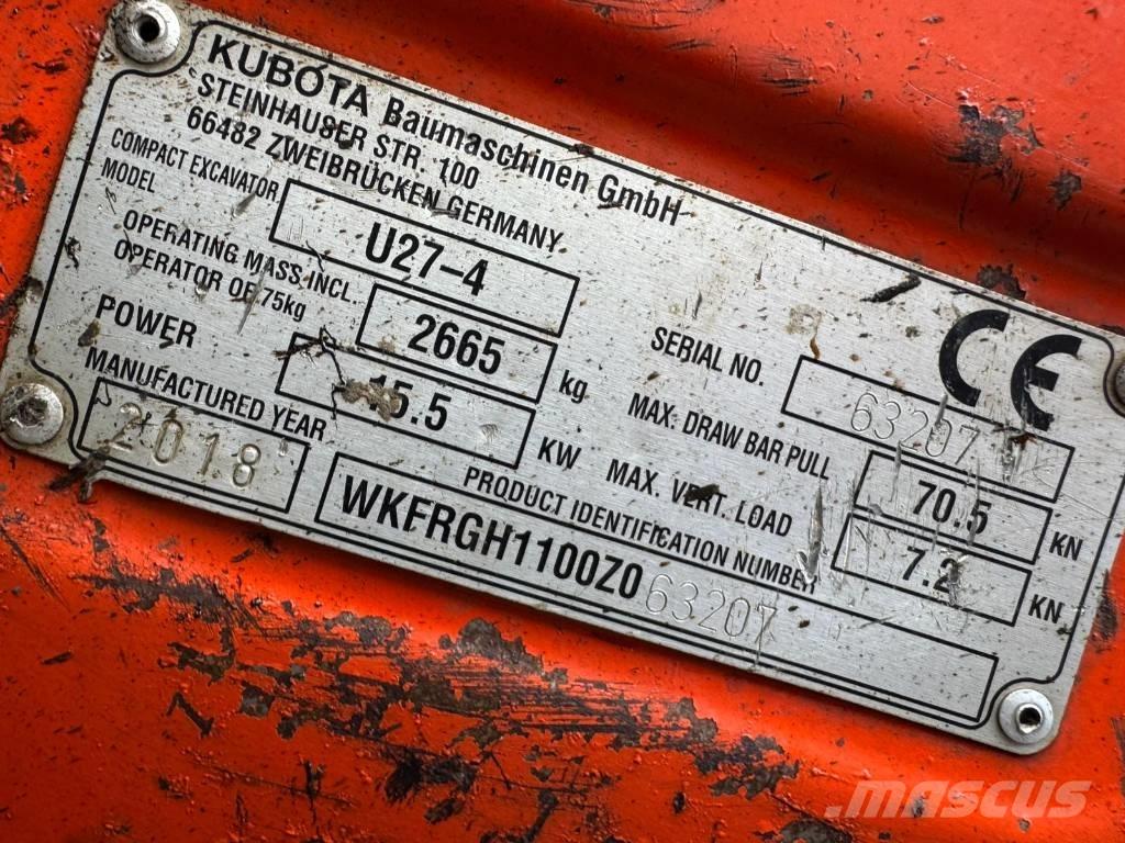 Kubota U 27-4 소형 굴삭기 7톤 미만