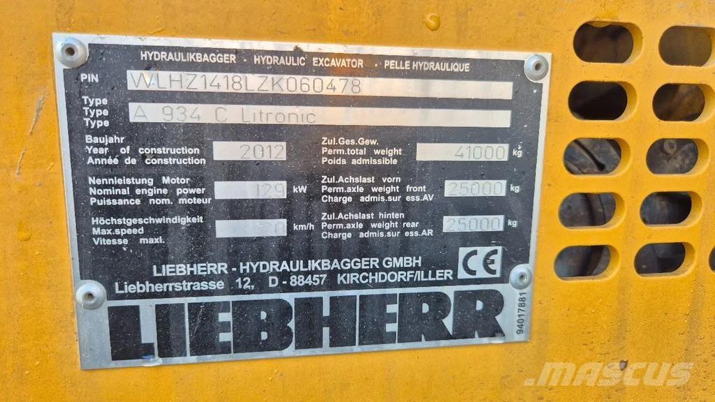 Liebherr A 934 C 폐기물/산업 처리기