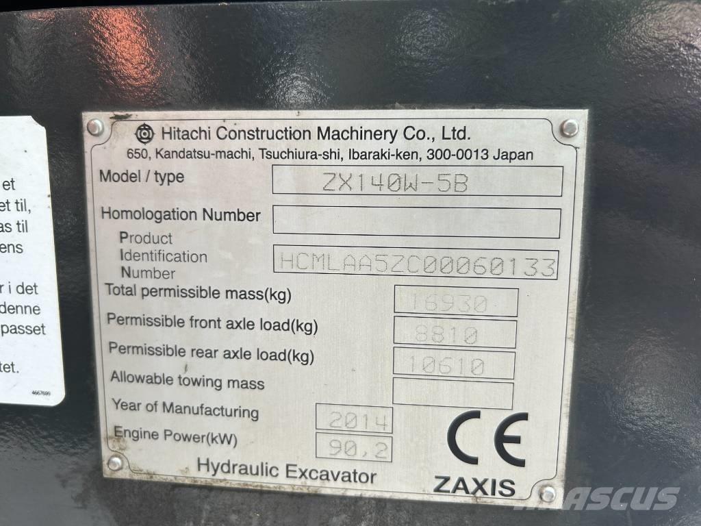 Hitachi ZX140W-5B  휠 굴삭기