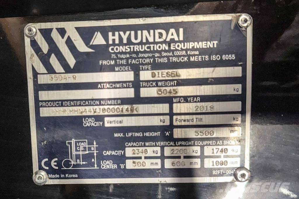 Hyundai 35 DA-9 디젤 지게차