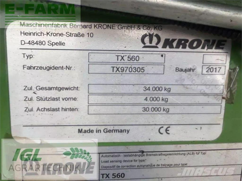 Krone tx 560 곡물용 카트