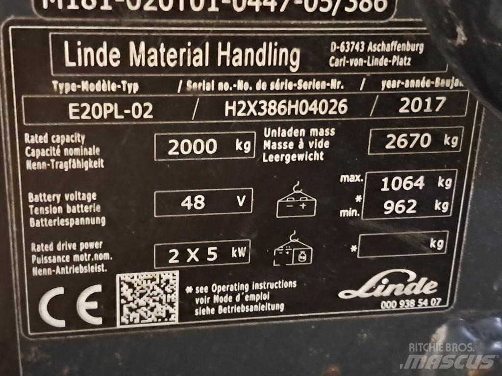 Linde E20PL-02 전동 지게차