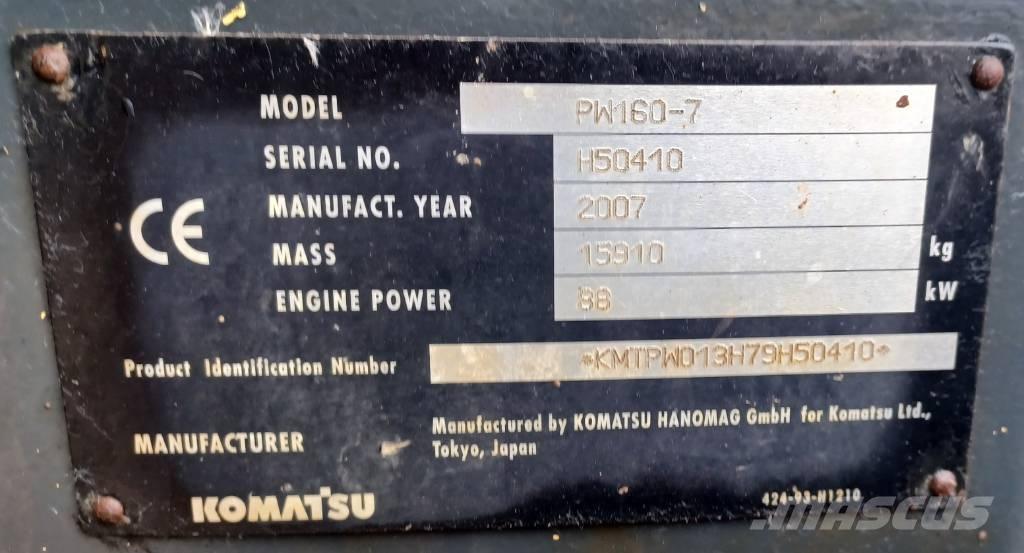 Komatsu PW 160-7  휠 굴삭기