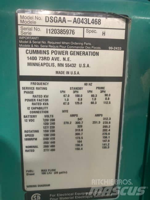 Cummins 105kW 디젤 발전기