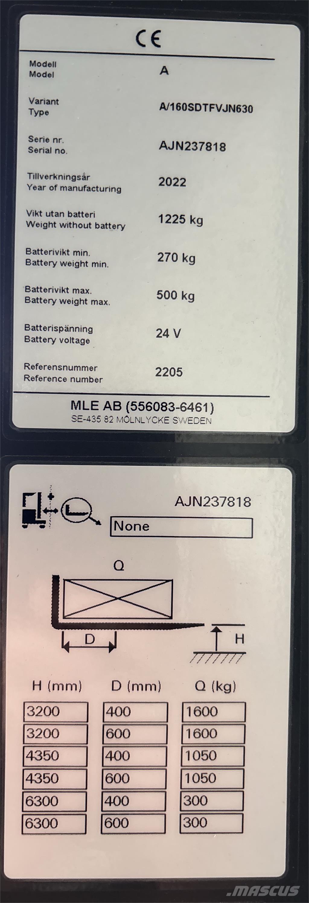 Atlet A160 보행식 리치 지게차